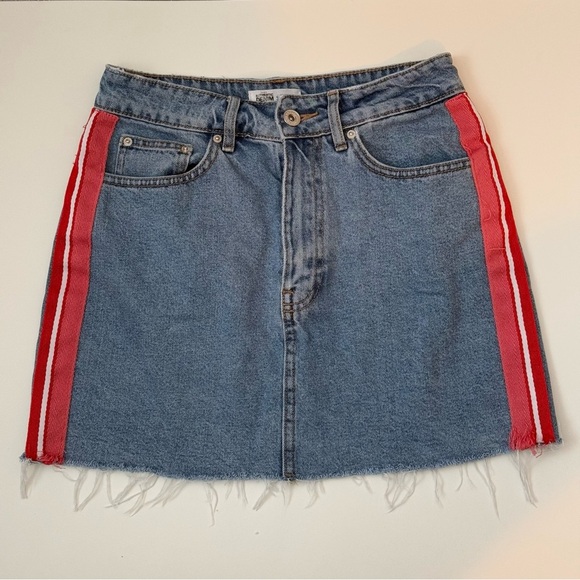 Zara Authentic Denim by TRF Skirt Small Red White Stripes Detail - Picture 1 of 8